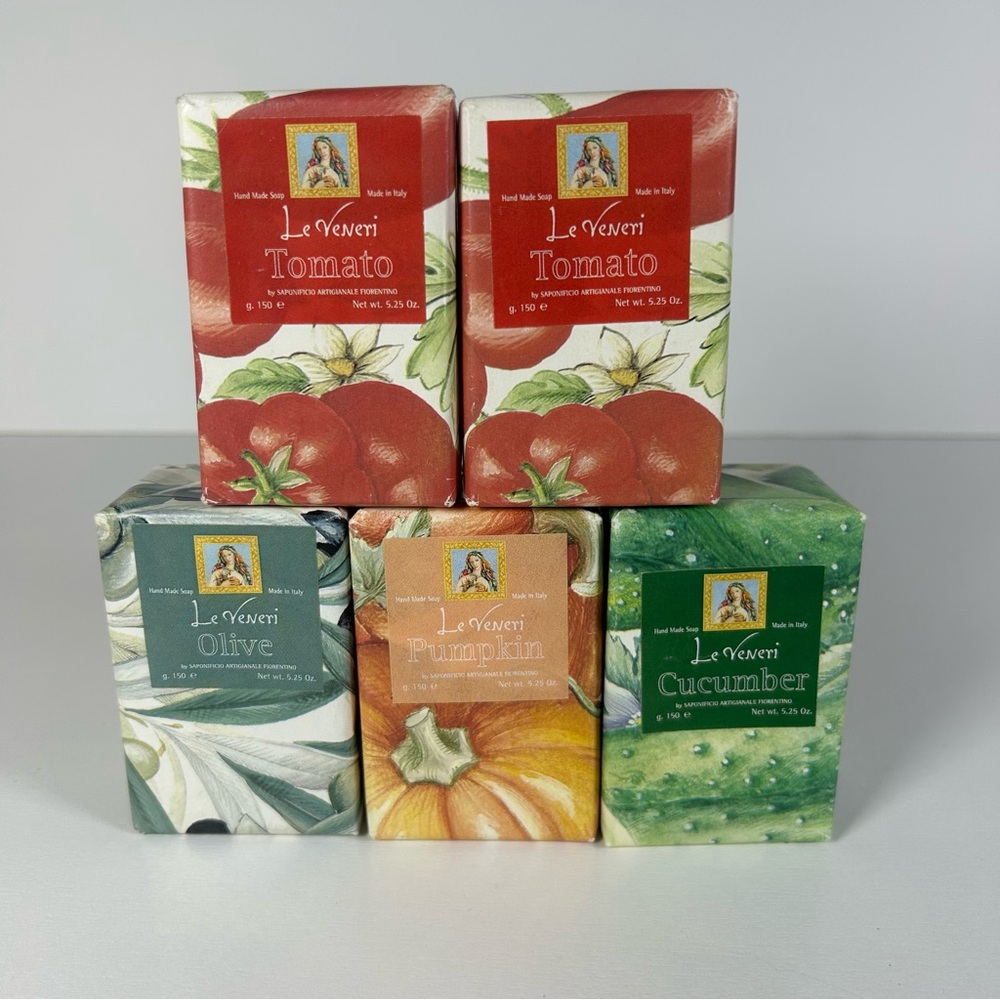 Le Veneri Italian Soap Bars 5.25 oz 5 Pieces Vegetable Based Handmade Italy